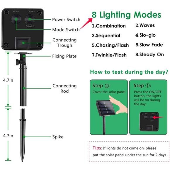 2-Pack 100 LED 64FT Crystal Globe Solar String Lights Outdoor, Waterproof - Picture 5 of 7